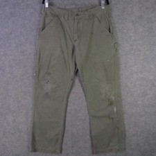 Carhartt Pants Mens 34x30 Green Relaxed Fit B324 Work Carpenter Dungaree 100135