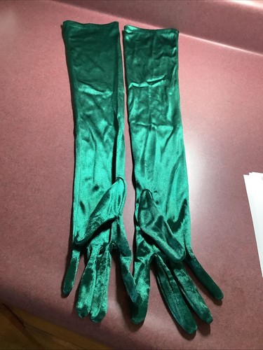 Dark Hunter Green Nylon – spandex opera 22 inch ladies gloves