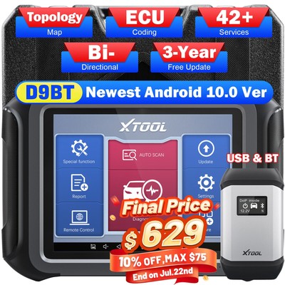 XTOOL D9 BT Car Bidirectional Diagnostic Scanner Topology Key Coding 42+ Resets