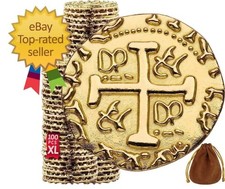 Large Metal Pirate Coins - 100 Genuine Gold Doubloons for Costumes Halloween