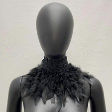 Faux Feather Choker Collar Punk Gothic Feather Shawl Cape Halloween Party