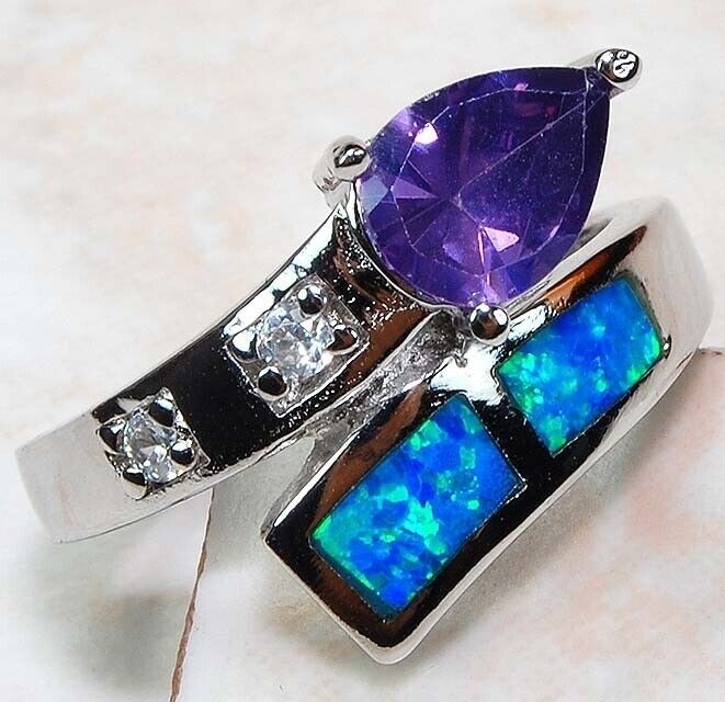 2CT Amethyst 925 Solid Sterling Silver Ring Sz 6 GA3-7