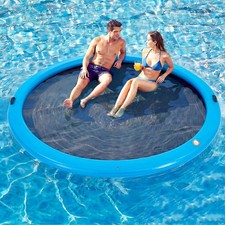 10' Round Inflatable Floating Dock, Sunchill Float Ring, Hammock Tanning Pool...