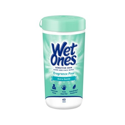 Wet Ones Hand and Face Wipes, Sensitive Skin 40 Count (Pack of 1), White 