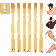 6 Pack Natural Bamboo Back Scratcher Long Reach Pick Itch Relief Tool Portable