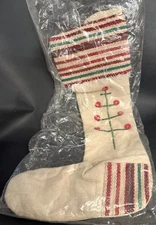 Midwest Christmas stocking #36611 stitched cuff/heel, tree button design 18 inch