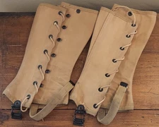 Original Khaki US ARMY WW2 Canvas Leggings Leg Gaiters Dated 1944 Acadia Supply