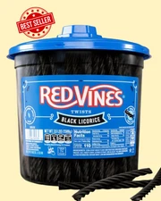 Red Vines Black Licorice Candy Black Licorice Soft Chewy Candy Twists 3.5 Lb Jar
