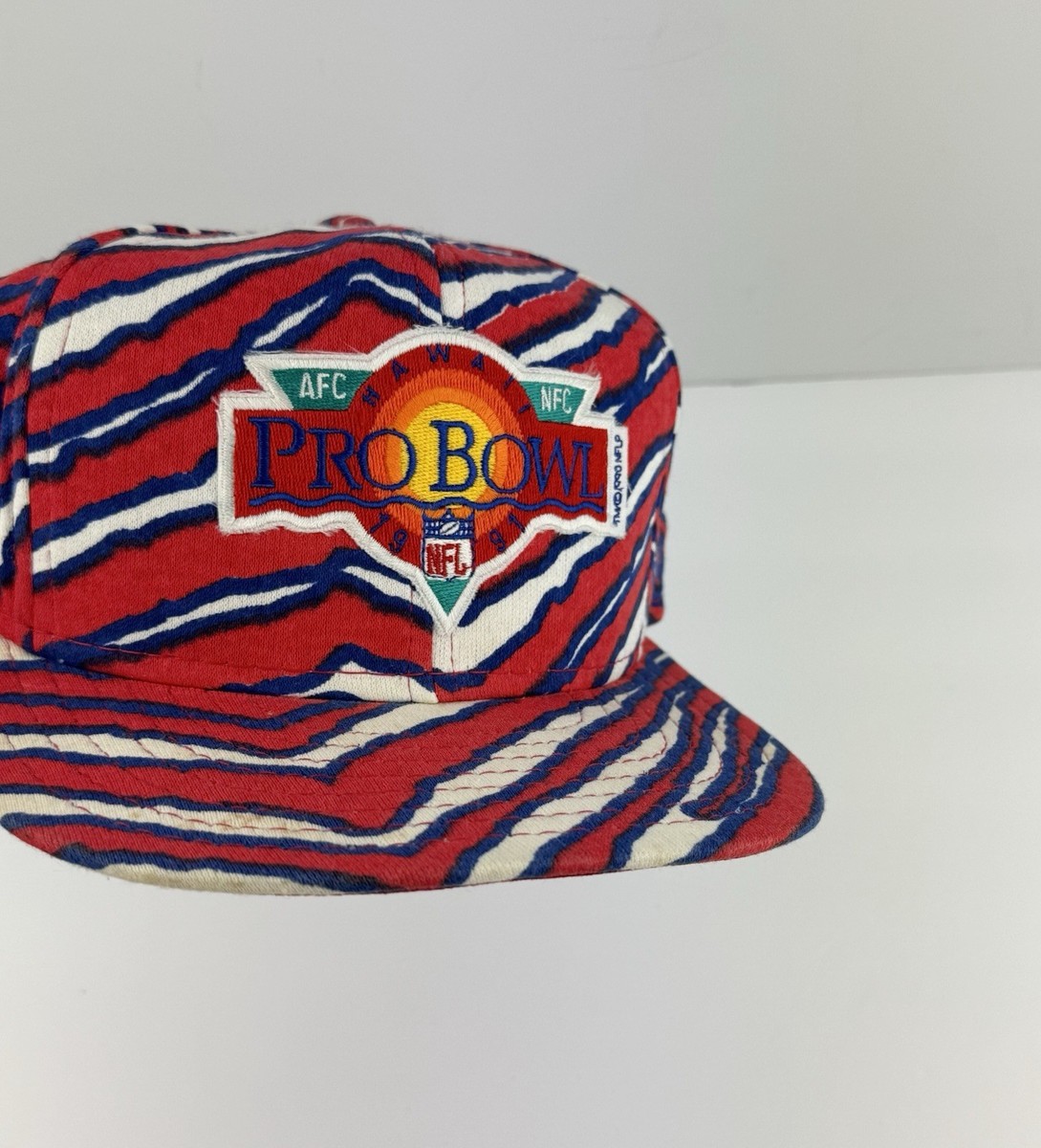 Vintage NFL Pro Bowl Hawaii 1991 Snapback Hat Red White Zebra