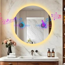 LED Bathroom Mirror with Lights Built-in Bluetooth Speaker Shatter-Proof IP65 UK