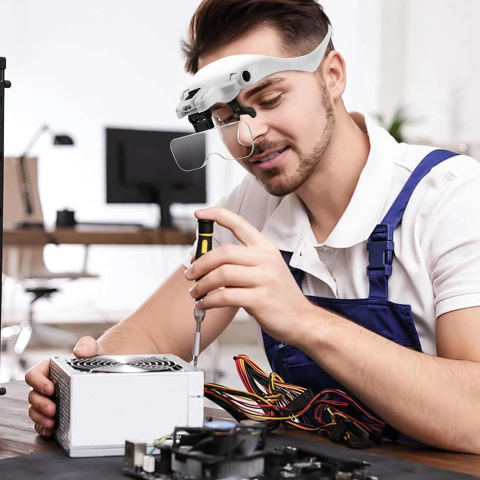 Magnifying Glasses with Light, Hands Free Headband Magnifier with 2 LED and 5 De - Image 3 of 4