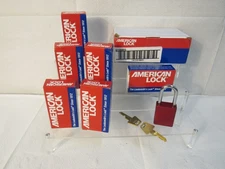 Pack of 6 American Lock Safety Padlock Aluminum  1/4" x 1-1/2" Shackle A1106RED