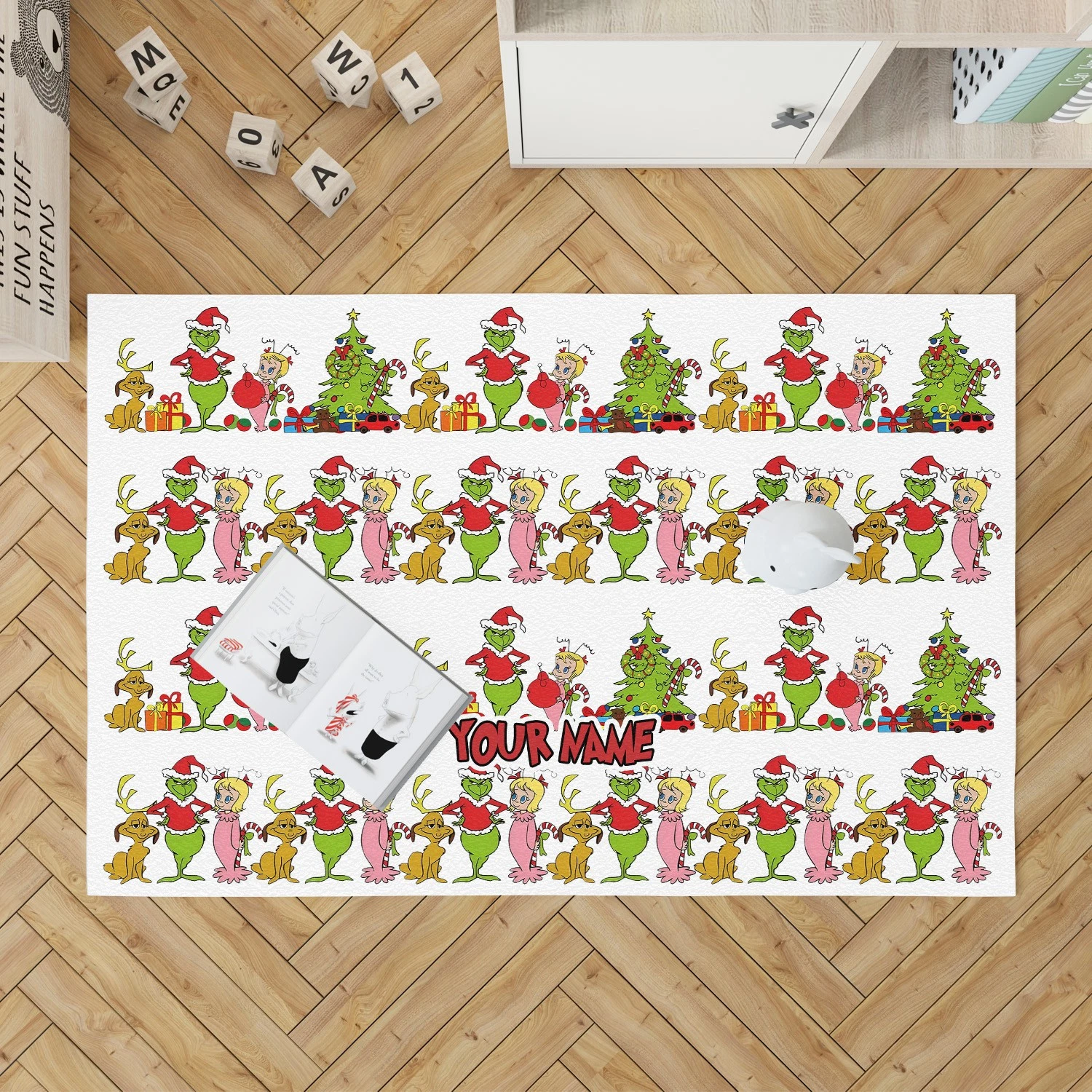 Christmas Funny Characters & Max Pattern Rug for Holiday Decor