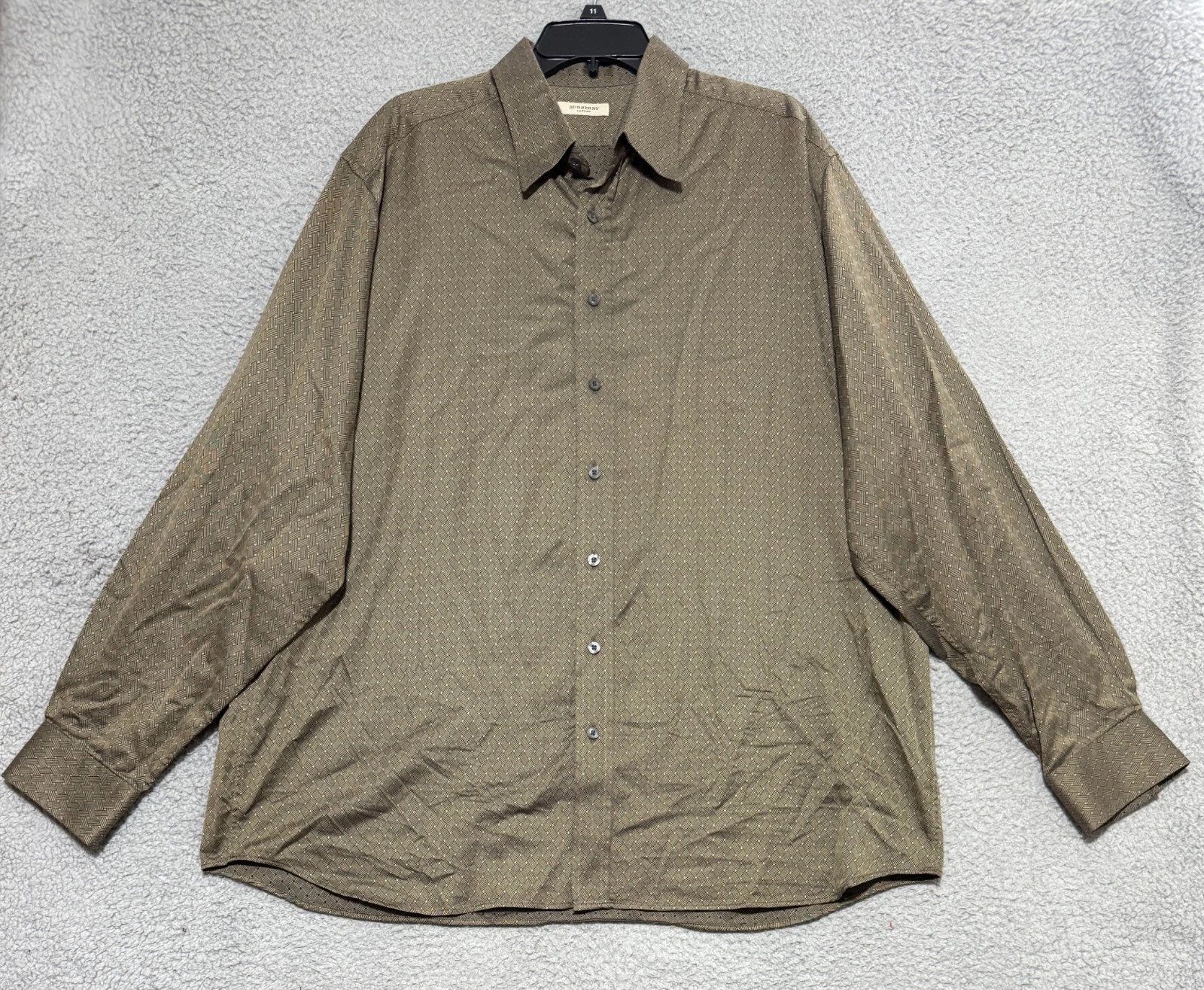 Camicia Burberry London fantasia cesto trama manica lunga bottoni uomo 2XL