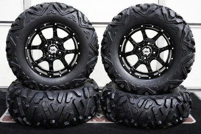 WOLVERINE X2 , X4  27'' QUADKING ATV TIRE 14'' COBRA BLK WHEEL KIT IRS11K BIGGHORN