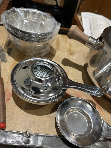Fondue Set Edelstahl Holz Akzente Käse Fleisch Schokolade Camping Party - Bild 5 von 24
