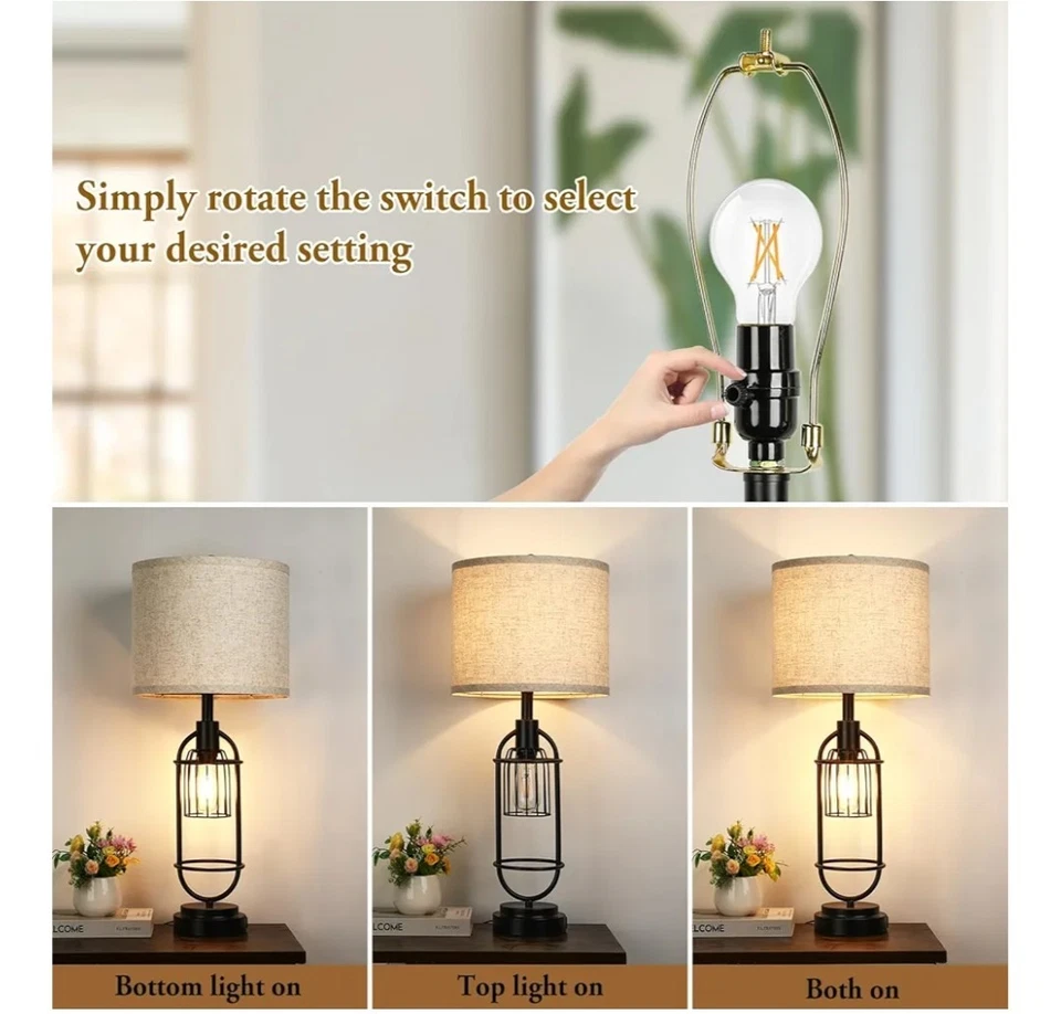 Juego de 2 Lámparas de Mesa para Salón con Puertos USB, 29" Alto 2 Luces Mesita de Noche... Foto 3 de 4