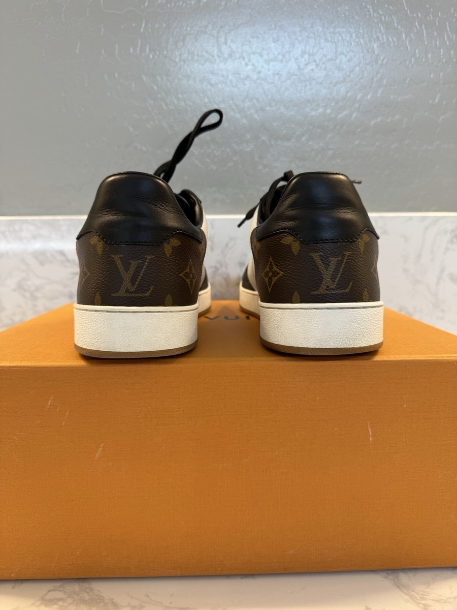 Louis Vuitton Logo Low Top Sneakers Black White Brown Leather MS