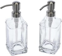 2Er Pack Vielseitige Glas-Seifenspender-Flasche Mit Pumpe, 12 Oz Tropffreie