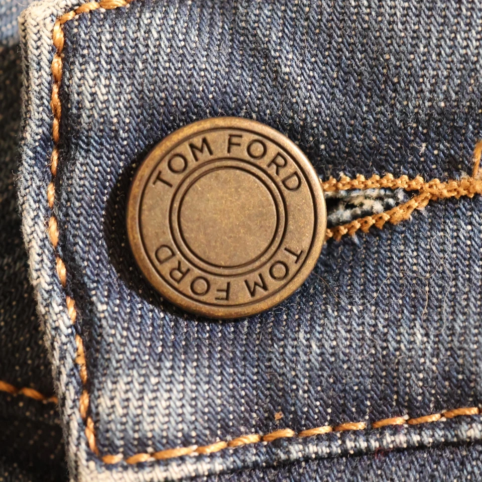 Tom Ford Azul Acampanado Campana Parte Inferior Denim Elástico Jeans 30 Entrepierna Foto 4 de 4