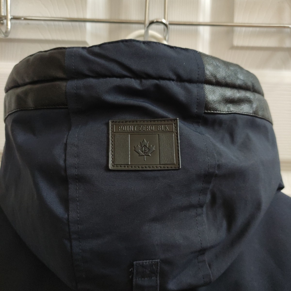 Point Zero Down Jacket Faux Leather Trim Men's XL Navy image 7