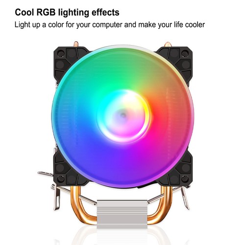 CPU Air Cooler 90mm 48cfm 1800PRM 2 Copper Heat Pipes RGB Lighting Computer C FY - Afbeelding 23 van 23