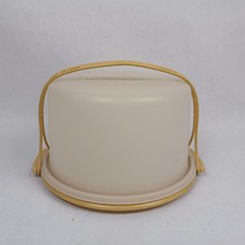 Vintage Tupperware Cake Keeper Carrier Harvest Gold With Handle