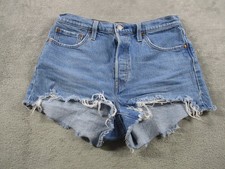 Levi's 501 Shorts Womens 29 Blue Medium Wash Denim Cutoff Distressed Frayed