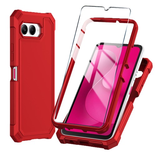 Mocotto for T-Mobile REVVL 8 Phone Case with Tempered 8, Red