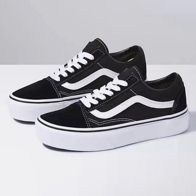 VANS Old Skool Platform Women's Sneakers Size 12.5 Black/White