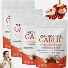 Odorless Aged-Resilia Garlic Extract 600mg Softgels 60 Count with CoQ10
