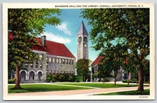 Vintage Cornell University Boardman Hall & Library Linen Postcard