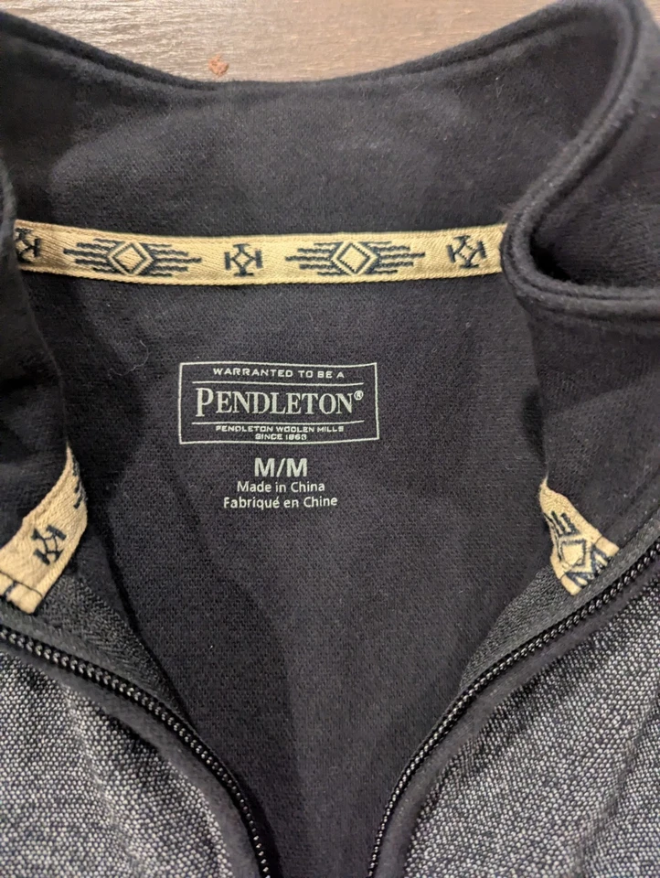 Pendleton Shirt Mens Medium Gray Long Sleeve Zip Henley Fleece - Image 4 of 4
