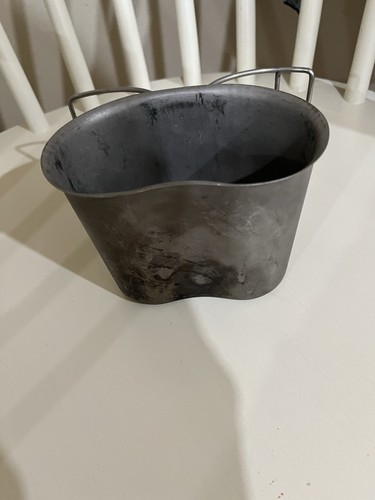 US Army Metal Canteen Drinking Water Soup Cup Military Camping Vintage