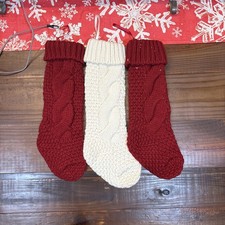 Christmas Stockings 3 Pack 18 Inches Large Size Knitted Stocking Christmas Decor