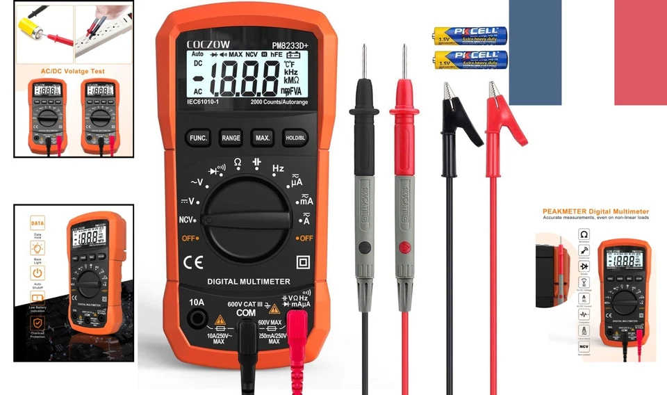 Multimètre Numérique Compact avec Écran Rétroéclairé - Tests AC/DC et Résistance - Photo 2/4