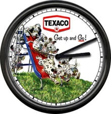 Texaco Gas Service Station Attendant Dalmations Retro Print Sign Wall Clock