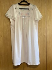 VTG CAROLE Womens Pink Cotton Blend Short Sleeve Embroidered Night Gown Size LGE