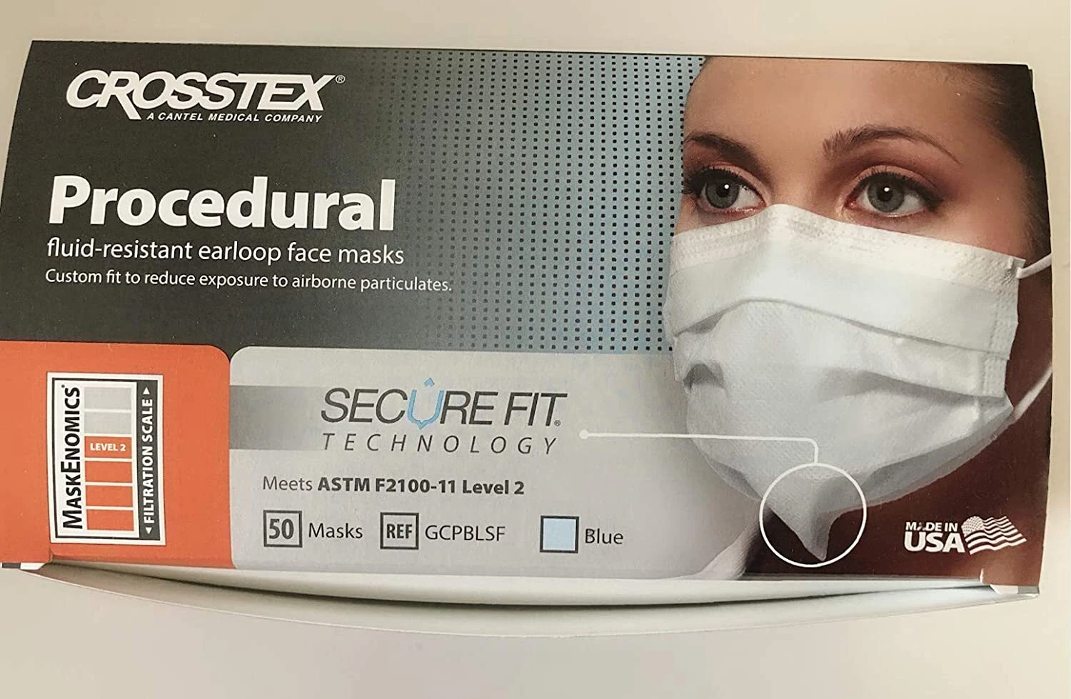 Crosstex GCPBLSF SecureFit Procedural Earloop Face Masks ASTM Level 2 Blue 500Pk
Opens in a new wind