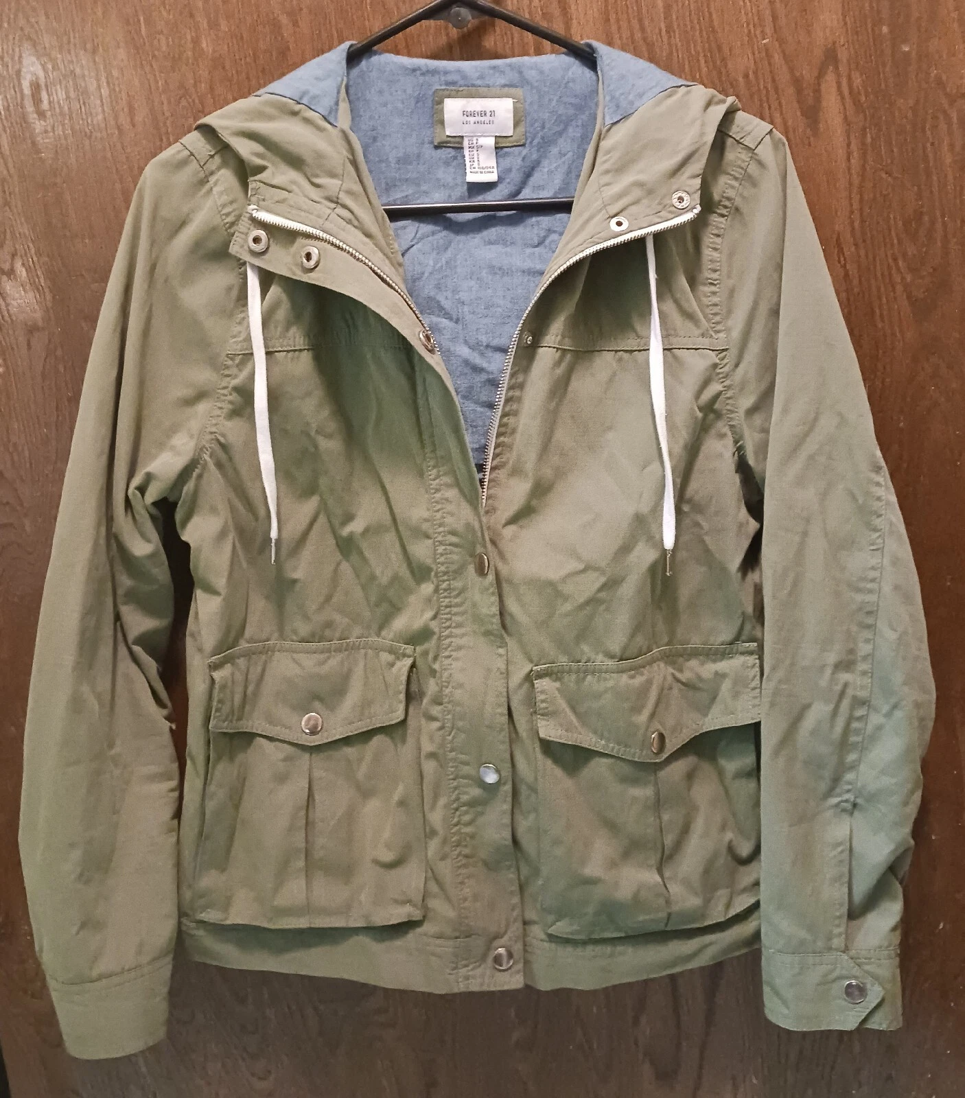 Forever 21 Army Green Hoodie Lightweight Girls Women's Jacket Small