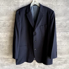 Hugo Boss Lanificio Scorsese Movie US Black & Blue Striped Blazer Size 50R