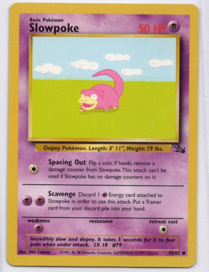 Pokemon TCG Slowpoke Card 1999 55/62 Misprint Error Artist Name | eBay