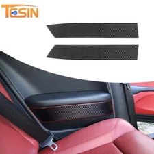 Rear Seat Armrest Panel Trim Decals for Dodge Challenger 2015+ Soft Carbon Fiber