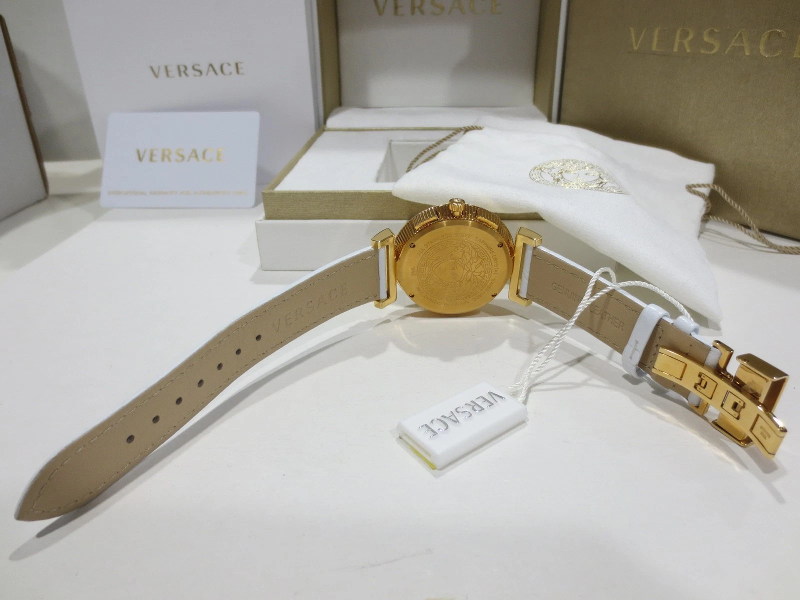 Orologio Versace Donna VA9030013 Vanity Pelle Bianca Cronografo Data