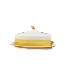 Vintage Imperial Stone Covered Hand Painted Retro butter Dish Pattern Buttercup 