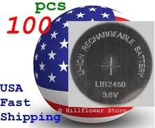 100 pcs LIR2450 2450 TopUS Bulk 3.6V Rechargeable LIR Genuine Lithium Battery