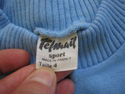 Maillot Cycliste Vintage Telmail – Gitane Ciel – Acrylique – Années 70 – Taille 4/L (Occasion)
