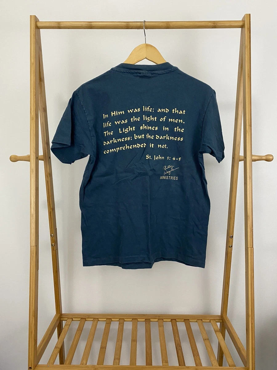 VTG Jesus Christian The Light Of Life In Darkness Rap Single Stitch T-Shirt Sz M