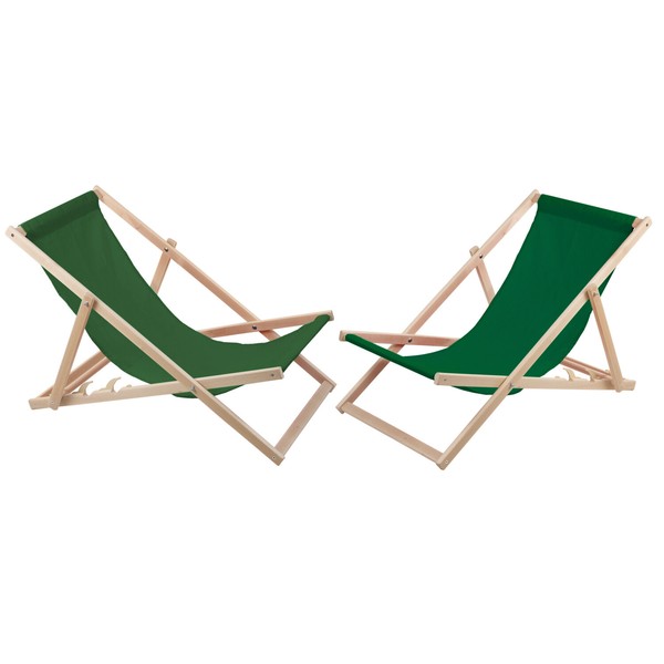Conjunto de 2 sillas de playa de madera de haya, 3 posiciones, resistentes
