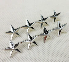 PAIR US ARMY OFFICER 4 STAR GENERAL RANK BADGE LAPEL PIN INSIGNIA silver
